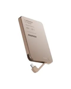 Momax 1-Power F.Pass⁺ 5000mAh Magnetic Battery Pack with Built-in Cable - Sandstone