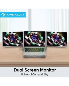 Powerology Portable Dual Screen Monitor - Gray