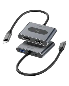 Powerology 4-In-1 USB-C Multi-Function Hub - Gray