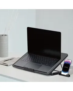Porodo Gaming 8-Fan Ergonomic Laptop Cooling Stand with Built-in Phone Slot