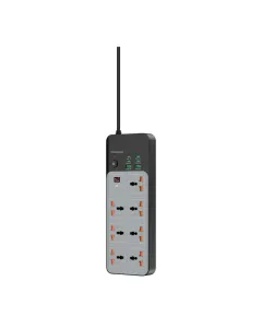 Porodo 3000W | 7AC Universal Power Strip with 6 USB Ports (4C + 2A) - Gray
