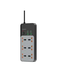 Porodo 3000W | 6AC Universal Power Strip with 6 USB Ports (4C + 2A) - Gray
