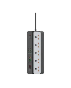 Porodo 3000W | 5AC Universal Power Strip with 9 USB Ports (6C + 3A) - Black