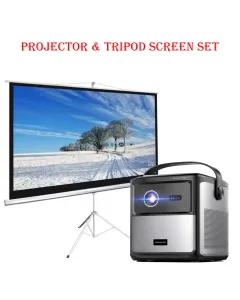 Powerology StarBeam Projector with 100" Gamvity Tripod Screen Kit