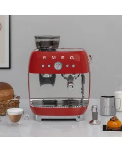 Smeg Espresso Coffee Machine With Built-in Grinder - Red