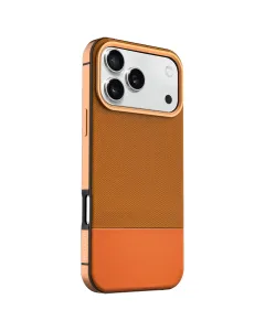 Levelo Cuir Leather Hybrid Case For Iphone 17pro Max - Sunrise Orange
