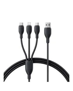 Baseus Ultra-Fast 3-in-1 USB-A to M+L+C 3.5A 1.3m Charging Cable – Black