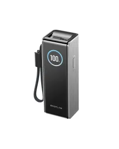 EcoFlow RAPID Power Bank (25,000mAh, 170W, 100W Built-In and Retractable Cables) - Silver