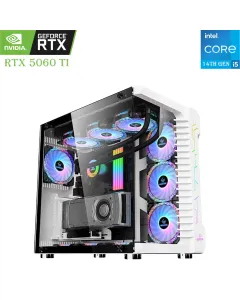 GAMING PC – LOVINGCOOL | Intel Core i5 14th Gen | RTX 5060 Ti 8GB | 1TB SSD | 16GB RAM White