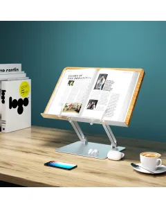 Gamvity Modern Ergonomic Adjustable Acrylic Book & Laptop Stand – Foldable & Portable