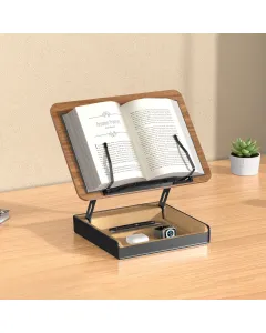 Gamvity Multi-Function Adjustable Wooden & Aluminum Laptop Stand with Storage Base