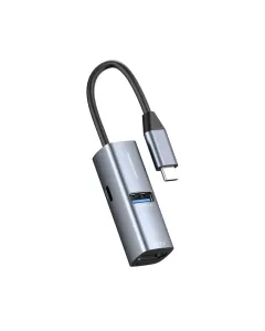 Powerology PWJT424BK Mini Aluminum USB-C Hub, with 100W Power Supply