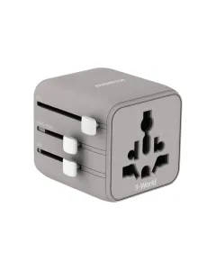 Momax 1-World Universal Travel Charger with Dual AC - Gray
