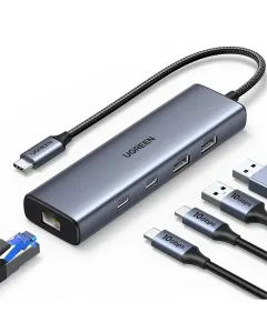 UGREEN 6 in 1 USB C Hub with 10Gbps Ethernet 2x USB-C 3.2, 2x USB-A (CM512 - 45320)