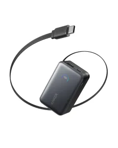 Anker Nano Power Bank (10k, 45w, Built-in Retractable Usb-c Cable)- Black A1638H11