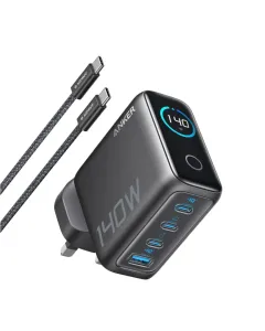Anker Charger (140W 3C,1A) With Display - Grey