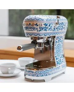 Smeg 50's Style Manual Espresso Coffee Machine, Blu Mediterraneo Smeg & Dolce&gabbana