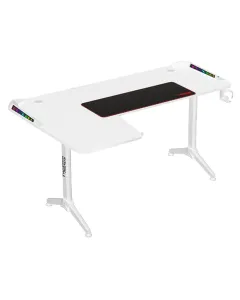 Twisted Minds WARRIOR L Shaped Gaming Desk RGB Left White - TM-Y-LW-RGB