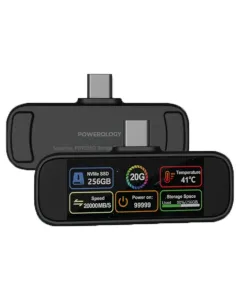 Powerology Vaultx 256Gb Mini Portable SSD Drive - Black