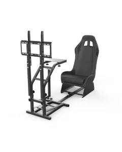 Gameseat GY032 Racing Simulator Cockpit with Monitor Mount – Black | Adjustable Steel Frame
