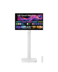 LG 31.5-inch 4K UHD IPS Smart Monitor Swing with touchscreen, featuring a unique movable stand and webOS system