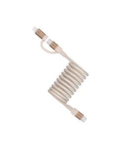 Momax Mag.Link Duo Magnetic USB-C to USB-C & Lightning Cable 60W Up to 2m - Sandstone