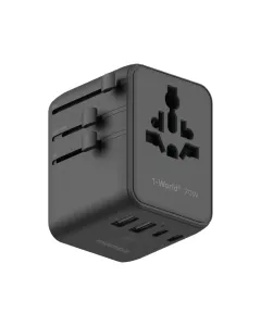 Momax 1-World 5-Port Mini Universal Travel GaN Charger 70W with Dual AC - Black