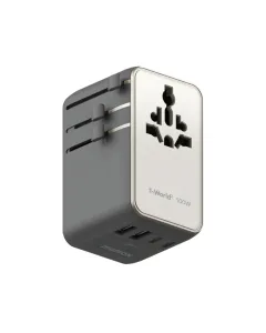 Momax 1-World² Universal 4-Port Travel GaN Charger 100W with Dual AC - Titanium