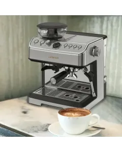 Lepresso Espresso Machine Conical Grinder & Steamer - Silver