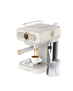 LePresso Retro Espresso Boiler Machine Gauge and Milk Steamer - White