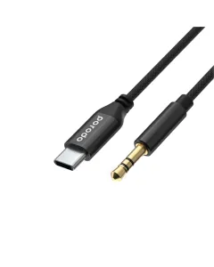 Porodo Braided Aluminum Type-c To 3.5mm Aux Cable 1.2m - Black