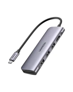 UGreen 6 in 1 multifunctional USB HUB Type C - 3x USB 3.2 Gen 1 / HDMI 4K 60Hz / SD and TF card Reader Gray