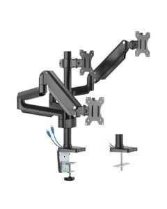 Twisted Minds Premium Triple Monitors Aluminum Arm With USB Ports Black - TM-26-C018UP