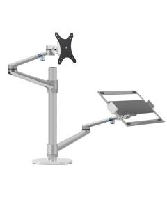 UPERGO OLL-3L Aluminum 2 in 1 Monitor Arm, Laptop Stand 17" - 27", Each Arm upto 6 KG - Silver