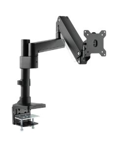GAMEON GO-2083 Pole-Mounted Aluminum Heavy-Duty Spring-Assisted Single Monitor Arm For Gaming And Office Use, 17" - 49", Flat Monitor Up To 18 KG & Curve Monitor Up To 14 KG, Black