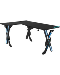 Gameon Elite Series L-Shaped Gaming Desk With USB powered LED Lightning (160 CM X 100 CM x 60CM ) Black