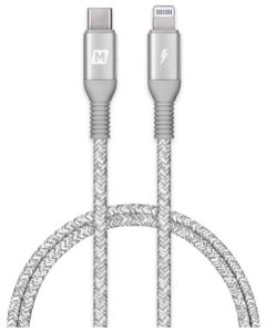 MOMAX ELITE-LINK LIGHTING TO TYPE-C BRAIDED NYLON CABLE 1.2M - SILVER