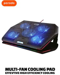  Porodo Gaming Multi-fan Cooling Pad- Black