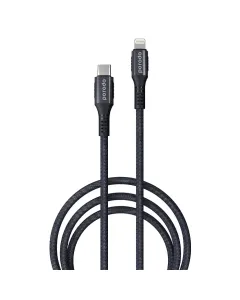 Porodo Braided & Aluminum Type-C to Lightning PD Cable 3A - 2M Black 