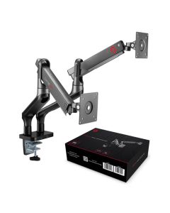 GAMEON GO-2144 Premium Aluminum Spring-Assisted Dual Monitor Arm - Space Grey