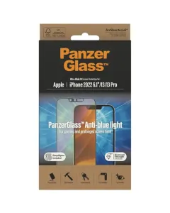 PanzerGlass iPhone 14 (6.1inch) Antibacterial Tempered Glass, Ultra Wide Fit, Anti Bluelight