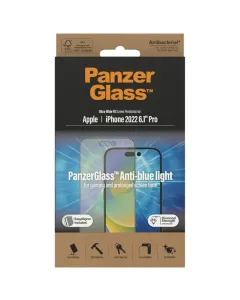 PanzerGlass iPhone 14 Pro (6.1inch) Antibacterial Tempered Glass, Ultra Wide Fit, Anti Bluelight
