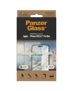 PanzerGlass iPhone 14 Pro Max (6.7inch) Antibacterial Tempered Glass, Ultra Wide Fit, Anti-Reflective