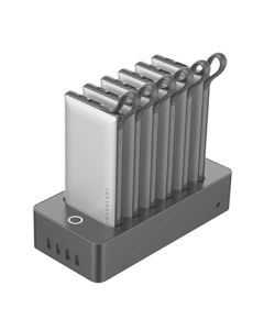 POWEROLOGY 6IN 1 POWER BANK STATION 10000MAH WITH BUILT IN LIGHTNING MICRO USB ,TYPE-C - WHITE