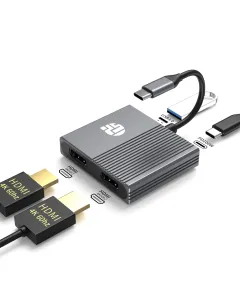 Yuanshan  4 IN 1 Type C to 2 x HDMI 4K60HZ USB3.0 PD 100W USB C HUB HDMI adapter splitter