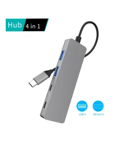 Yuanshan 4-Port USB-C Hub – 2× USB-A 3.0 + 2× USB-C 3.0 | 5Gbps High-Speed