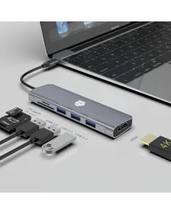 Yuanshan 6 IN 1 USB C HUB with HDMI 4K30HZ + 3 x USB A 3.0 + SD + TF memory card reader slot multi port adapter
