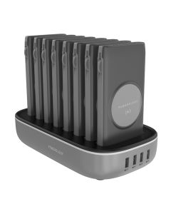 Powerology 8 in 1 Wireless Power Bank Station 10000mAh with Built-In Cable ( Lightning & Type-C ) PD 20W - Black