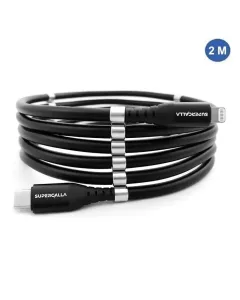 SuperCalla Magnetic USB-C to Lightning Cable 2m - Black