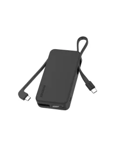 Momax 1-power Vital+ 10000mah Battery Pack With Dual Built-in Usb-c Cable - Black